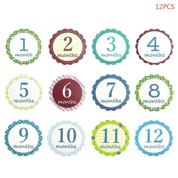 

12 Pcs Set Newborn Baby Monthly Stickers Pregnant Monthly Photography Props Milestone Stickers