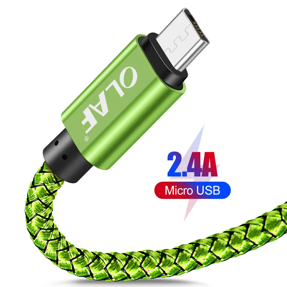 3 м/2 м/1 м кабель Micro Usb 5 в 2.4A зарядный кабель для быстрой зарядки для samsung Xiaomi телефон зарядное устройство кабель Micro-Usb плетеный провод - Цвет: Green