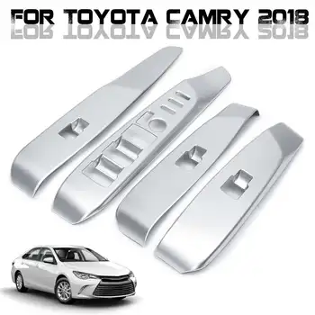 

4 Pcs/Set Silver ABS Car Interior Window Lift Switch Button Panel Frame Cover Trims For Toyota Camry 2018