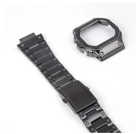 Металлический ремешок для часов bezelStrap DW5600 GWM5610GW5000 из нержавеющей стали чехол для часов рамка gshock Браслет аксессуар с ремонтным инструментом - Цвет ремешка: BLACK