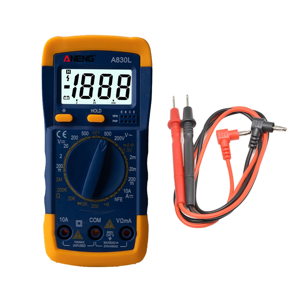 LCD Digital Multimeter A830L AC DC Voltage Diode Freguency Multitester Current Tester Luminous Display with Buzzer Function dial indicator magnetic base