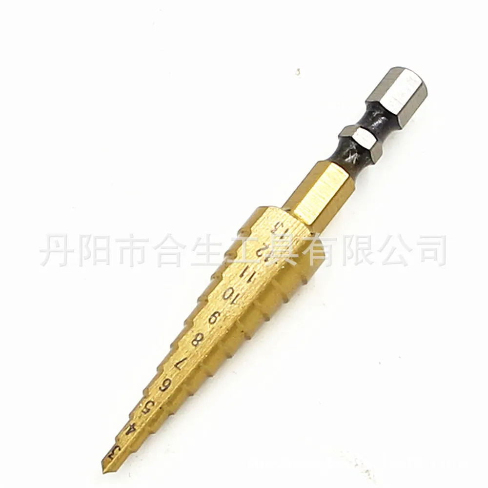 

3-13mm High-Speed Steel Titanium Hexagonal Shank Step Drill Gold bao ta zuan Multi-functional Heterosexual Drill Bit Opening Cos