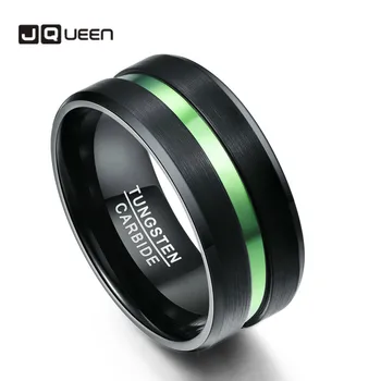 

AAA Quality Plated Black Tungsten Steel Ring with Green Groove full size 7-12 men's engagement tungsten rings 10MM Wide