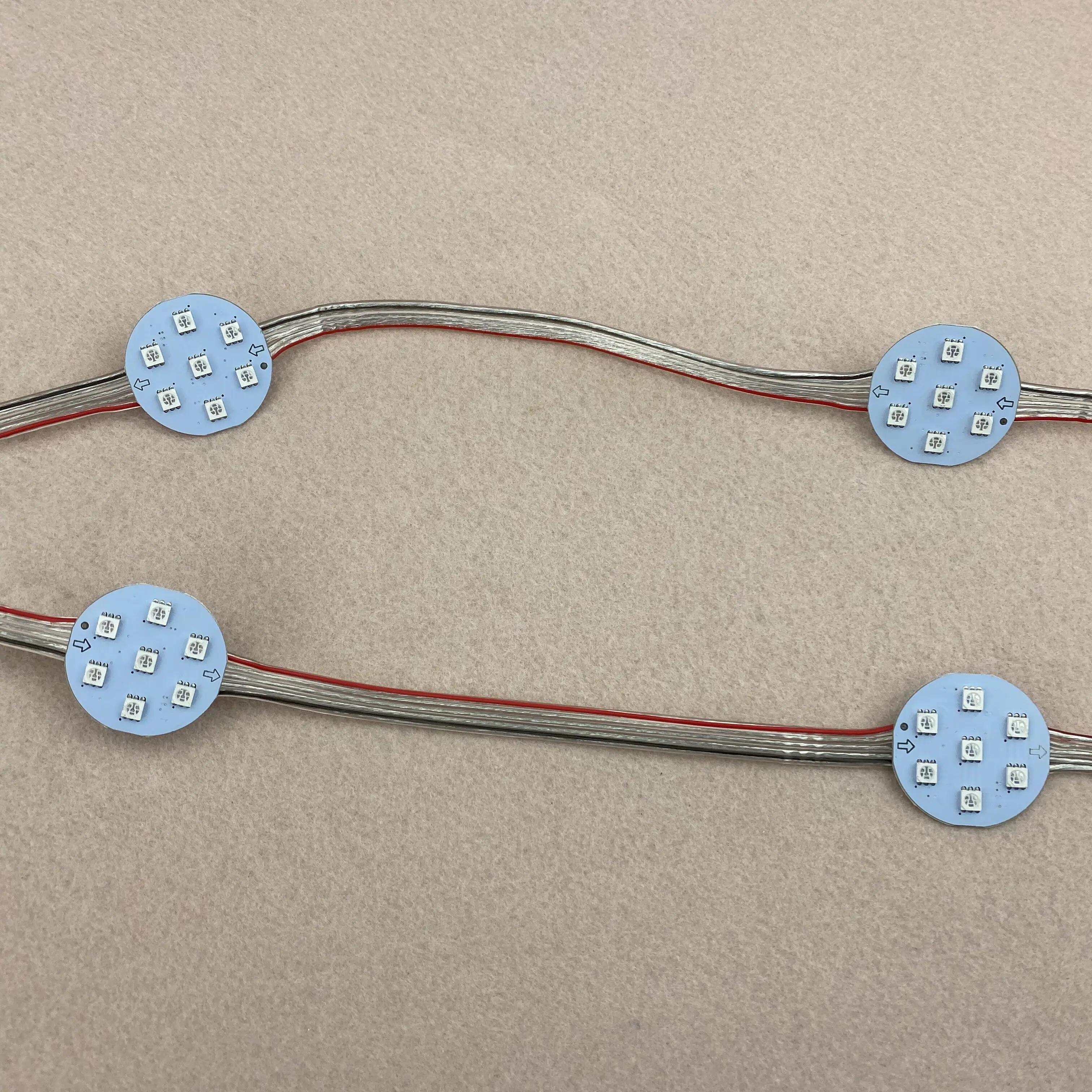 20pcs/string;IP20;DC24V RGB DMX512(UCS512 chip);5050 SMD addressable pixel;1.68W;40mm diameter round type