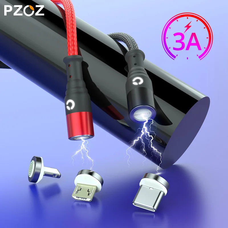 PZOZ магнитная зарядка micro usb type c шнур для зарядки телефона магнитный кабель iphone xr pro