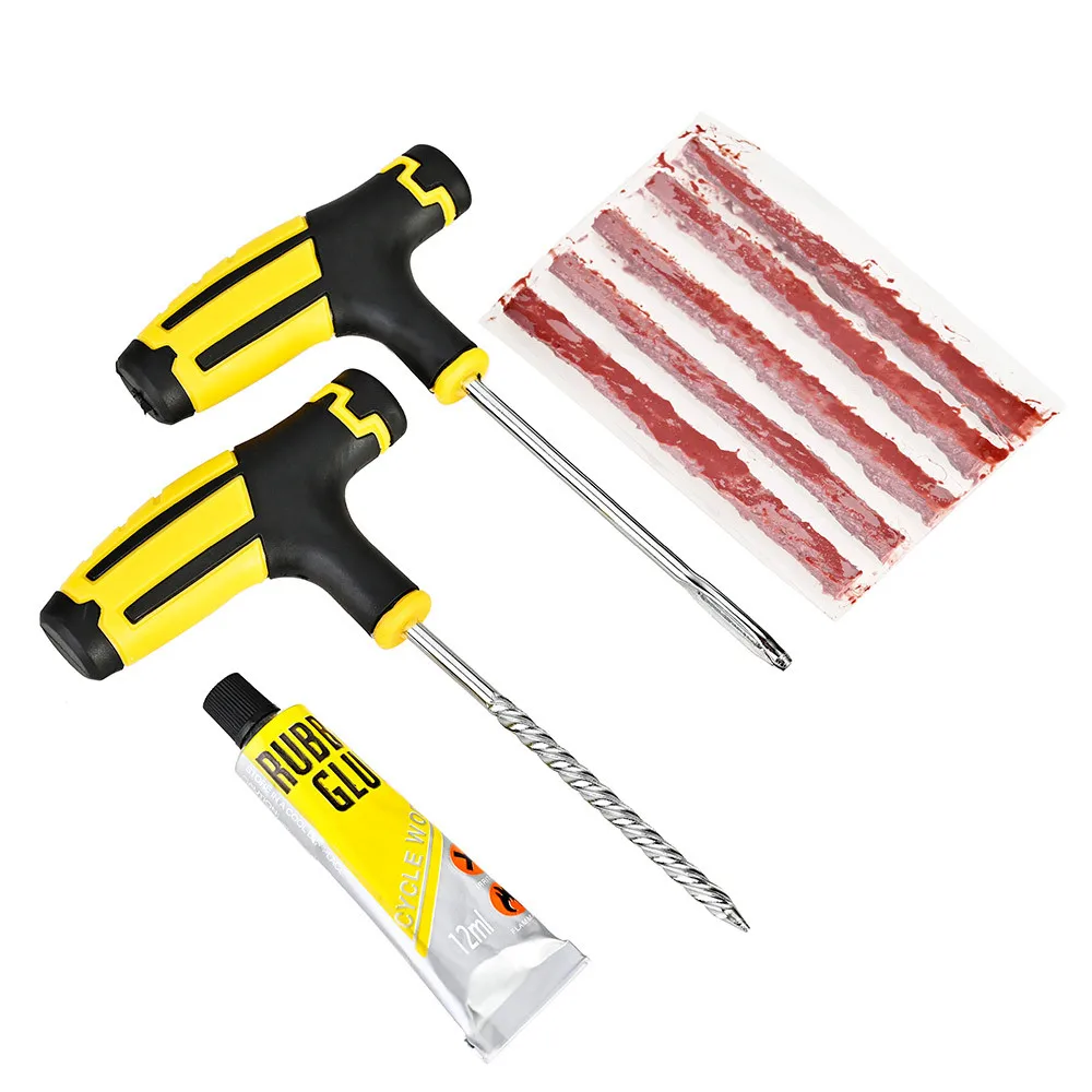 1 Set Car Motorcycle Tire Repair Kit Tire Plug Tubeless Tyre Puncture Repair Kit Strip Glue Tool Car/Motorcycle Accessories