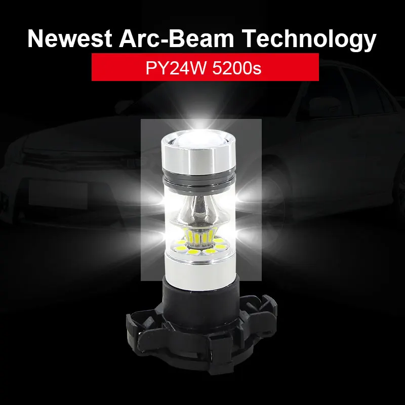 2 шт. Янтарный цвет: желтый белый 20SMD 100w PY24W 5200s светодиодный лампы ж/отражатель