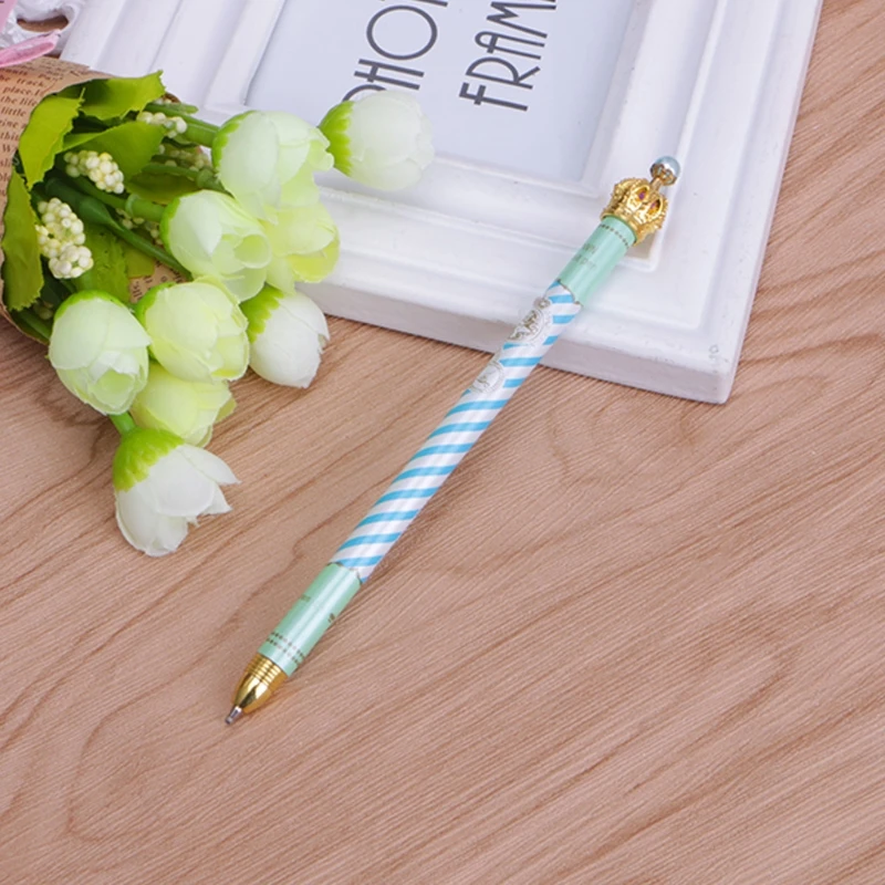 6Pcs Princess Crown Premium Gel Pen Black Ink Marker Lovely Polka Dot Stationery LX9A