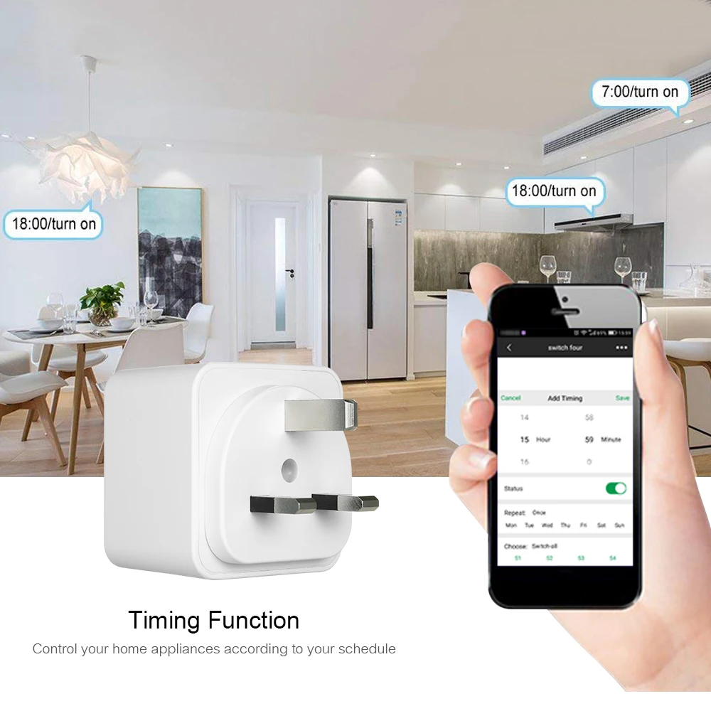 Voice Control Compatible Alexa/ Google Home APP Remote Control Schedule Function Smart In-wall Socket Outlet Smart Wi-Fi Plug