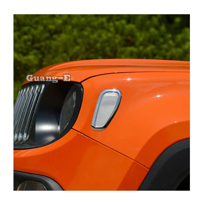 

For Jeep Renegade 2016 2017 2018 Car Body Head Side Fog Light Cornering Lamp Frame Stick ABS Chrome Cover Trim Panel 2pcs
