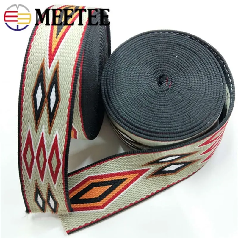 2Yard Meetee 38/50cm 2mm Thick Jacquard Ribbon Nylon Webbing for Bag Strap Belt Tape DIY Clothes Bias Binding Sewing Accessories