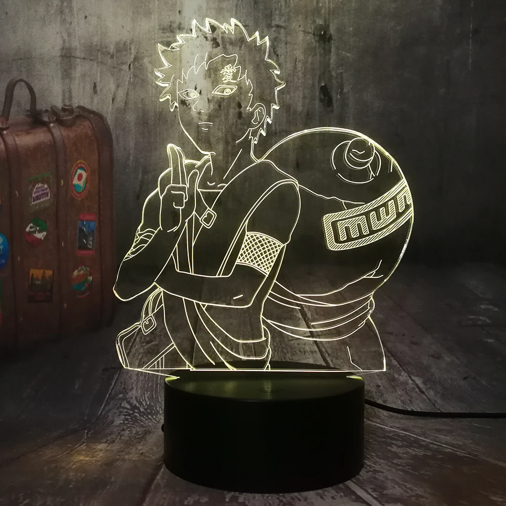 

Japan Anime Figure Naruto Gaara 3D LED Optical Illusion Night Light 7 Color Table Lamp Sasuke Kid Bedroom Decor Christmas Gift