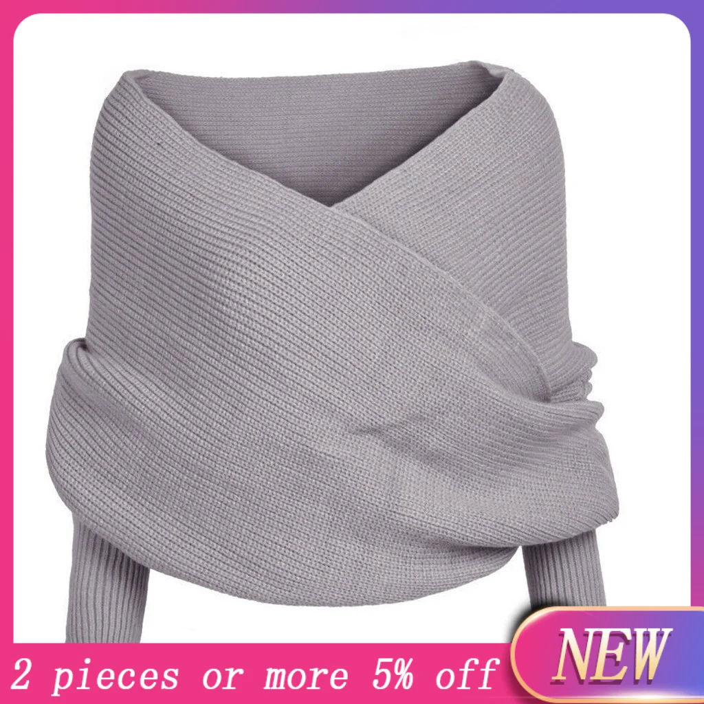 2019 Весна Зима Новый женский однотонный шарф вязанный крючком длинный мягкий