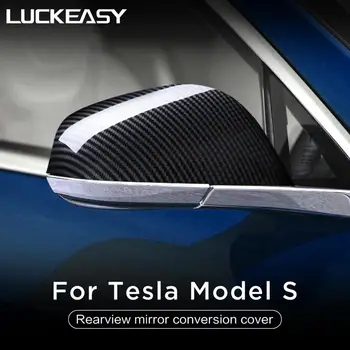 

LUCKEASY Car Rear view Mirror Cover Side for Tesla Model S Car Rear view Mirror Cover ABS Water transfer carbon fiber 2pcs/Set