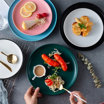 

Creative Nordic Home Cake Dish Dinner Plate Western Steak Dessert Pasta Plate China Cutlery Breakfast Disk Porcelain Tray