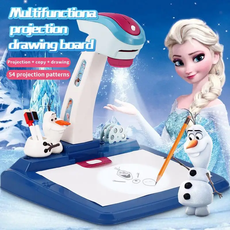 Disney proyector de Frozen para niños, de pintura Led, tablero de dibujo, aprendizaje Montessori, juguetes educativos, regalos para niñas|Juguetes para dibujar| - AliExpress
