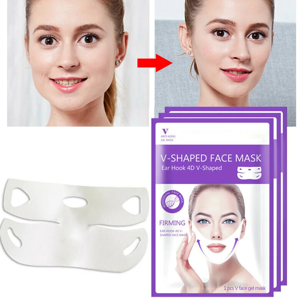 Маска для лица Инструменты V Форма двойное ухо уход за кожей Re shape висящий подбородок для похудения лифтинг антицеллюлитный эластичный лист для лица