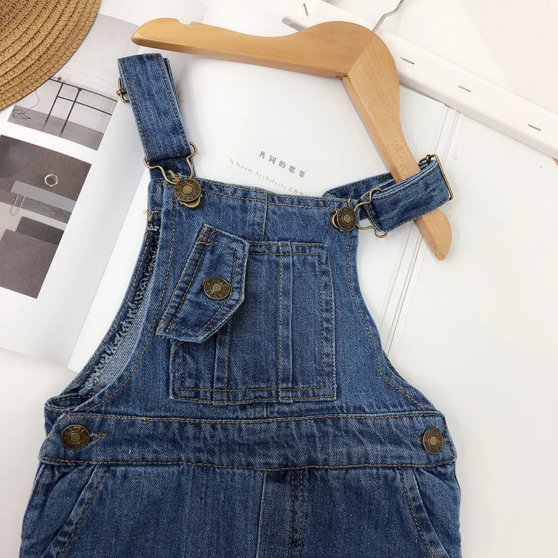 WLG kids overalls boys girls spring autumn denim blue overall baby casual all match clothes