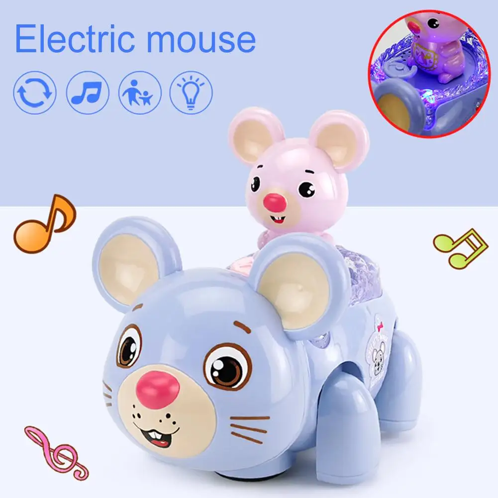 Électrique dessin animé souris voiture 360 Rotation marche LED musique éducation enfants jouet électronique animaux animaux jouets