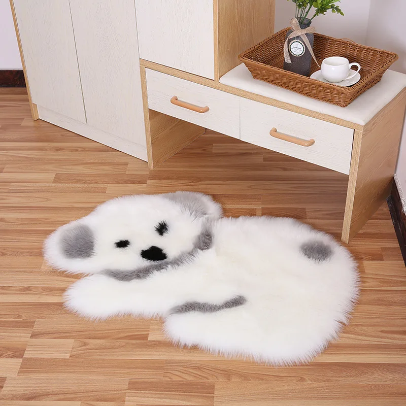 

Long Plush Irregular Rug Carpets Panda Koala Pattern Living Room Area Carpet Faux Fur Artificial Wool Sheepskin Shaggy Rugs Mat