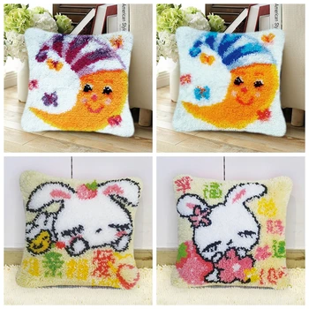 

Cartoon Embroidery Bear Pillow Sets For Handiwork DIY Latch Hook Cushion Foamiran For Needlework Couples Pillow Sets Latch Hook