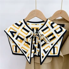 1pc lenço de seda xale para mulher destacável lapela camisa bowknots pequeno cachecol vestido gola falsa neckwear capa acessórios de decoração