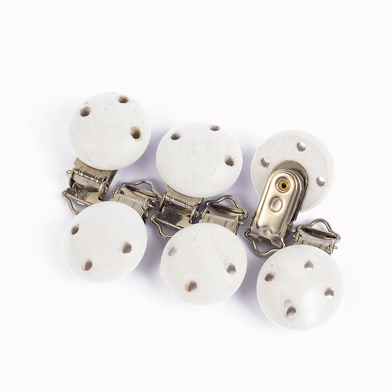10Pcs Round Wood Pacifier Clip Baby Teething Dummy Clip Accessories for DIY Pacifier Chain Tool Wholesale 4