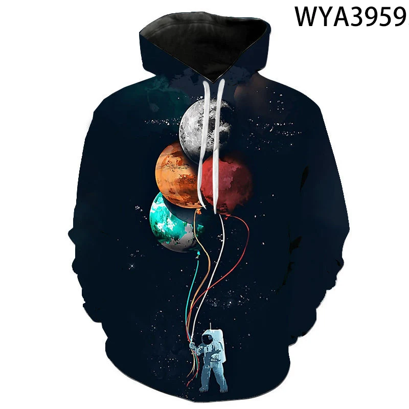 

New Fashion Casual Astronaut Hoodies Boy Girl Kids 3D Printed Cool Pullover Streetwear Men Women Children Hooded Sweatshirt Tops