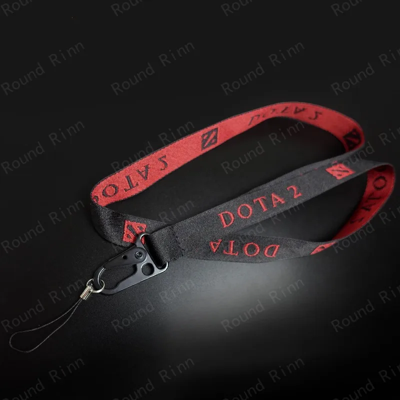  DOTA 2 Logo Cosplay Strap Black Mobile Phone Lanyard with Metal Buckle