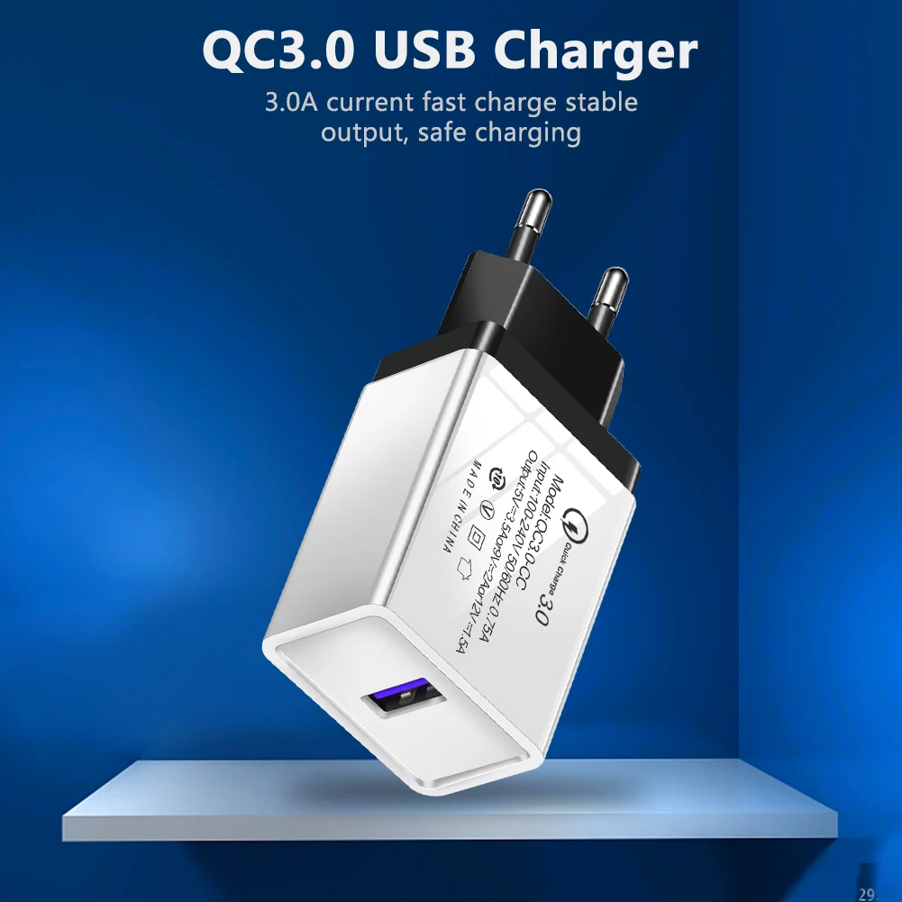 Быстрая зарядка 3,0 USB зарядное устройство универсальное 3а Быстрая зарядка дорожное настенное зарядное устройство адаптер для iPhone XS Max samsung S9 S8 планшет телефон