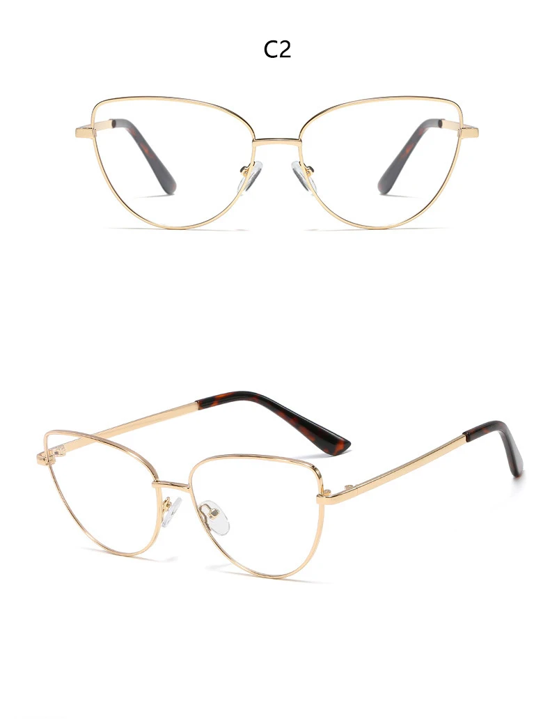 Прозрачные линзы кошачьи уши очки оправа для женщин элегантные сексуальные оправы для очков черное золото близорукость ботаник Компьютер очки Роскошные очки