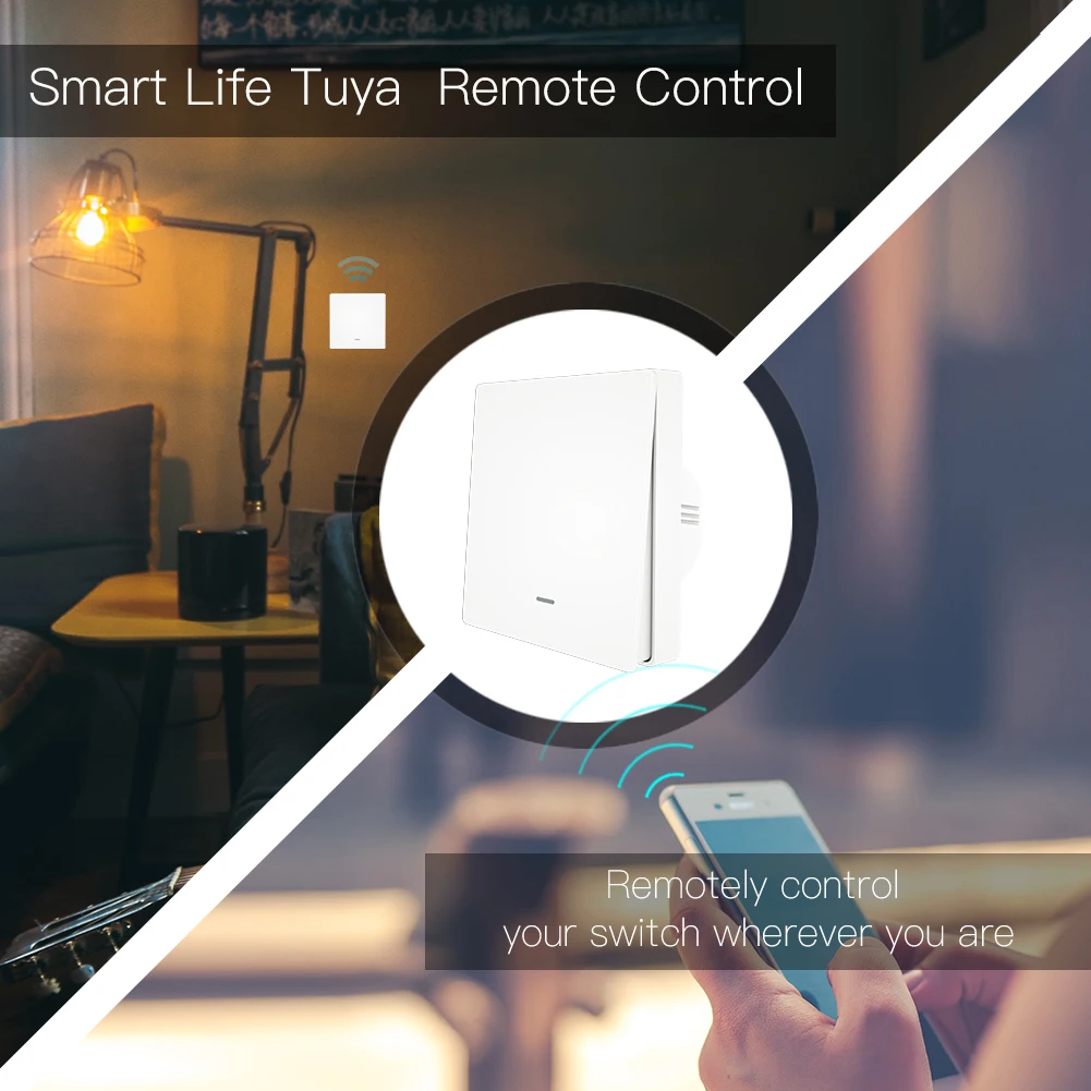 WiFi Push Button Smart Switch 1/2/3 Gang Remote Control Light Switch By Smart life/Tuya App Works with Alexa, Google Home