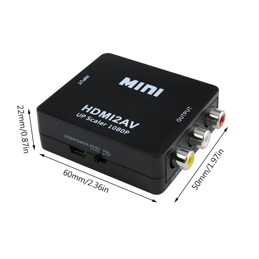 1080P мини HDMI к VGA к RCA AV композитный адаптер конвертер с 3,5 мм аудио кабель VGA2AV/CVBS+ аудио к ПК HDTV конвертер