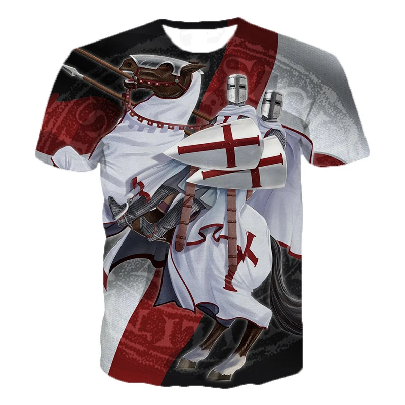 Knights Templar 3D Print T Shirt Fashion Casual T-shirts Men Women Cool stuff Harajuku Streetwear Tops | Мужская одежда