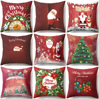 

Christmas Santa Claus Tree Sofa Decorative Cushion Cover Pillow Pillowcase Polyester Throw Pillow Home Decor Pillowcover 40543