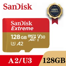 Cartão de memória sandisk, extreme 128gb 64gb 32gb microsdhc sdxc UHS-I tf card 100 mb/s class10 u3 com adaptador sd