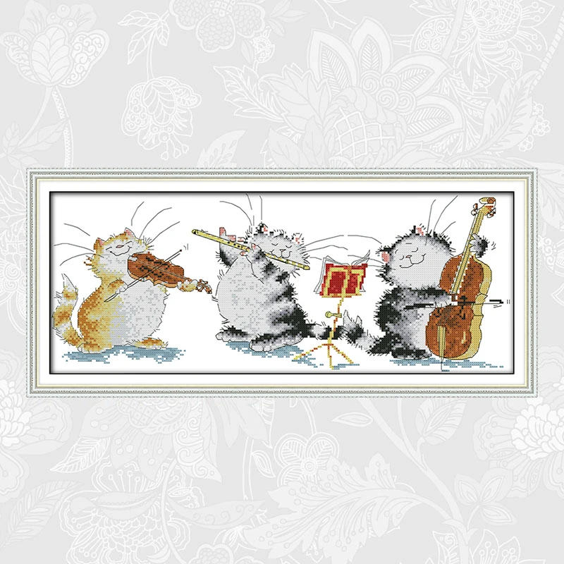 Cats hide in the cups Patterns Counted Print on Canvas 11CT 14CT Cross Stitch kit Needlework Set Concert Embroidery Painting