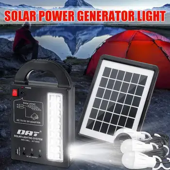 

becornce Solar Power Generator USB Charger 3 LED Bulbs Home System Solar Power Panel Storage Generators 110-220V 50/60Hz