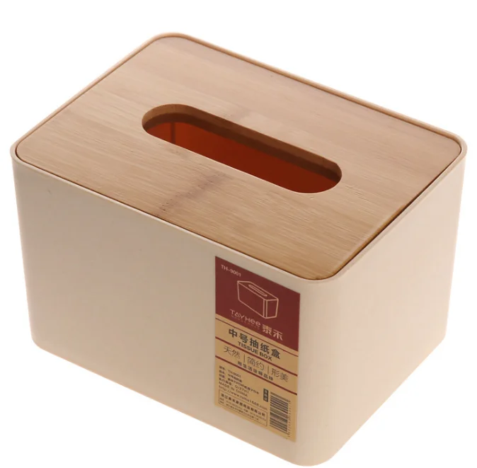 Tissue boxнастольный бытовой ящик для хранения ящика бамбуковое полотенце баррель японская многофункциональная коробка для салфеток - Цвет: cream-coloured