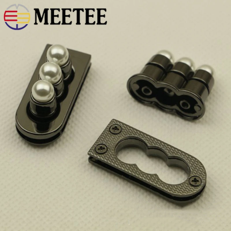 Meetee 2/5 шт. 41X26 мм металлическая застежка с замочком на ремешке с жемчугом Поворотный замок застежка DIY сумки Замена украшение Пряжка Чемодан аппаратный аксессуар