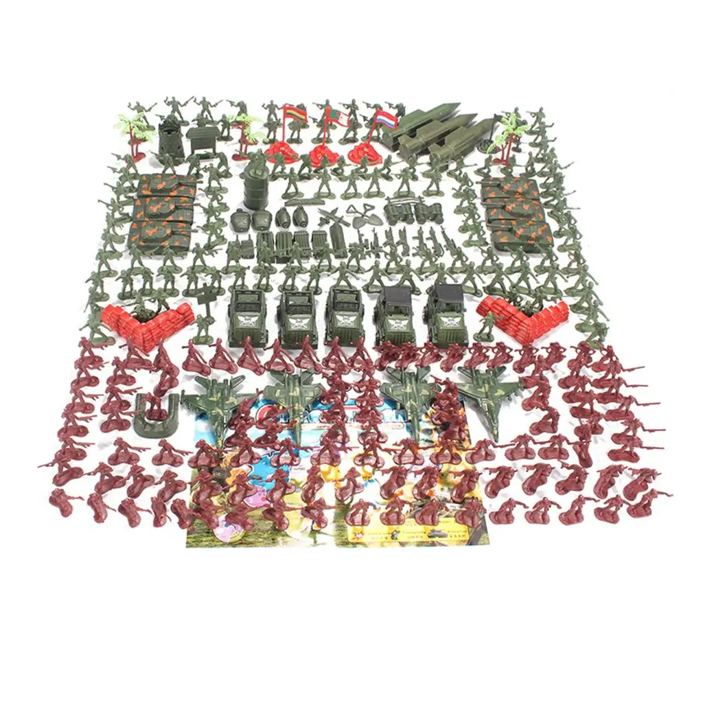 307 Pcs Army Men Army Soldier Plastic Toys Military Action Figures Playset with Tanks, Planes, Soldier Accessories