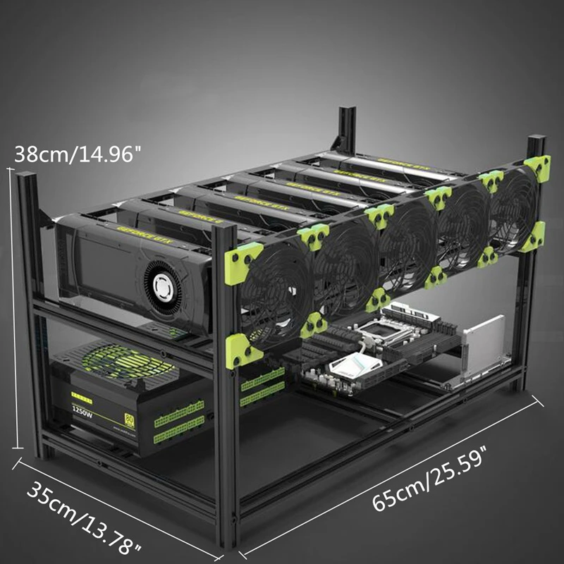Motherboard Plate ETH//LTC//ZCASH 6-GPU Open Air Aluminum Mining Extension Frame