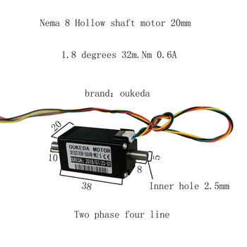 

Nema8 Hollow Shaft Stepper motors,38mm Body Large Torque SMT Motor 400g.cm 1.8 Degree High Torque OK20STH38-0604B-NK2.5