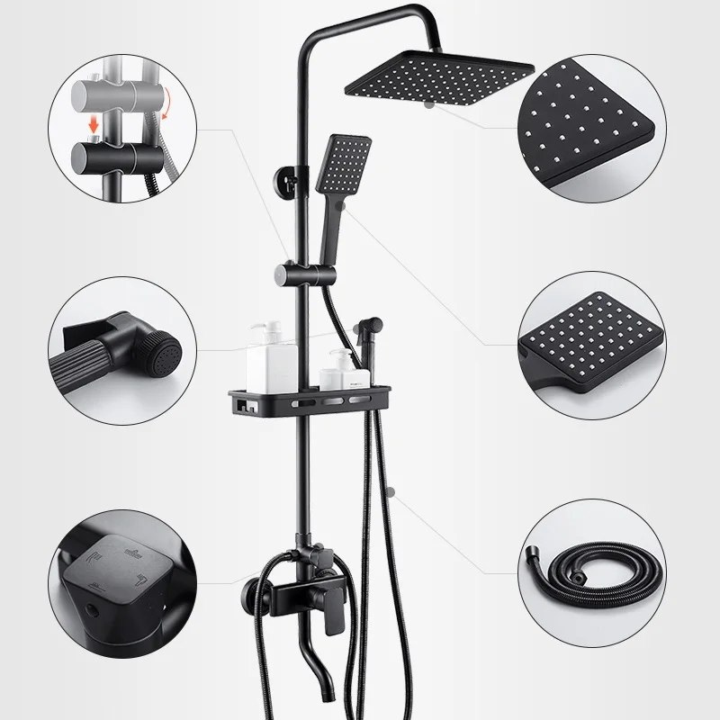 Choveiro Dusche Black Regendouche Electronica Conjunto Ducha Do Banheiro Douche Chuveiro Eletrico Душевая система для ванной комнаты