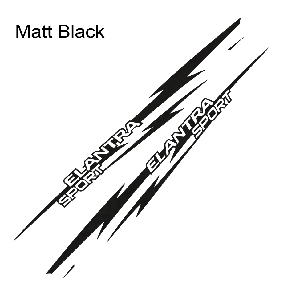 Matt Black 2 шт. наклейки на боковые двери автомобиля графическая молния Виниловая наклейка для hyundai Elantra пленительное украшение для автоматического кузова автомобильные аксессуары - Название цвета: Matt Black