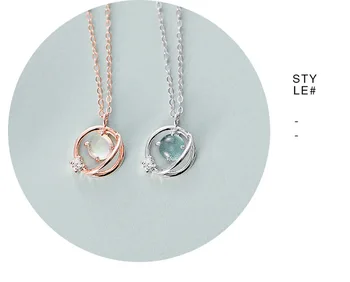 

VA-83 Sterling Silver Blue Planet Pendant Necklace Original Girl Fantasy Necklaces for Women Girls Cosmic Planet Necklace