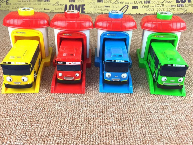 4 шт./компл. мультфильм маленький автобус детские развивающие игрушки автомобиля открываемая дверь модель отступить игрушечный автомобиль для детей подарки на день рождения