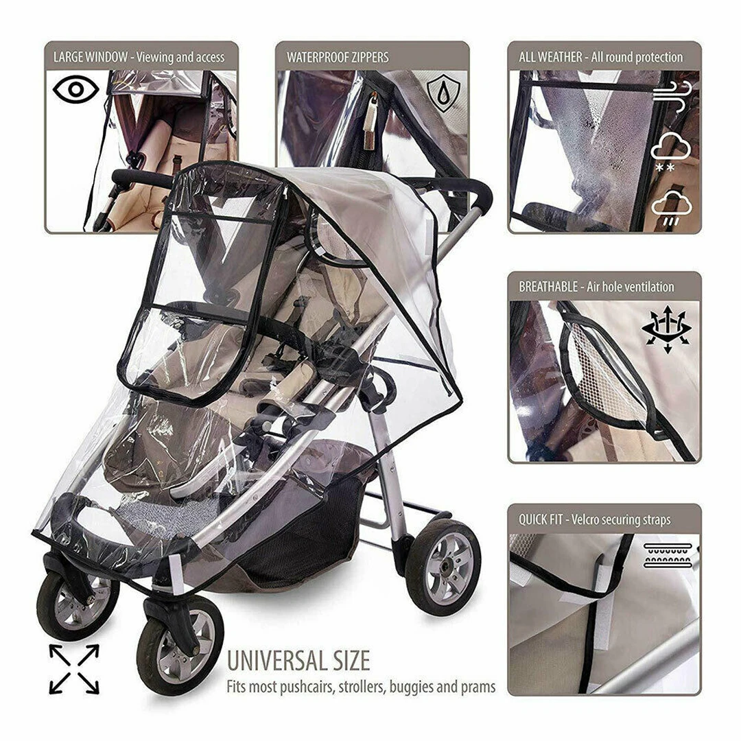 Universal Raincover Baby Pushchair Stroller Buggy Pram Weather Shield Rain Cover 