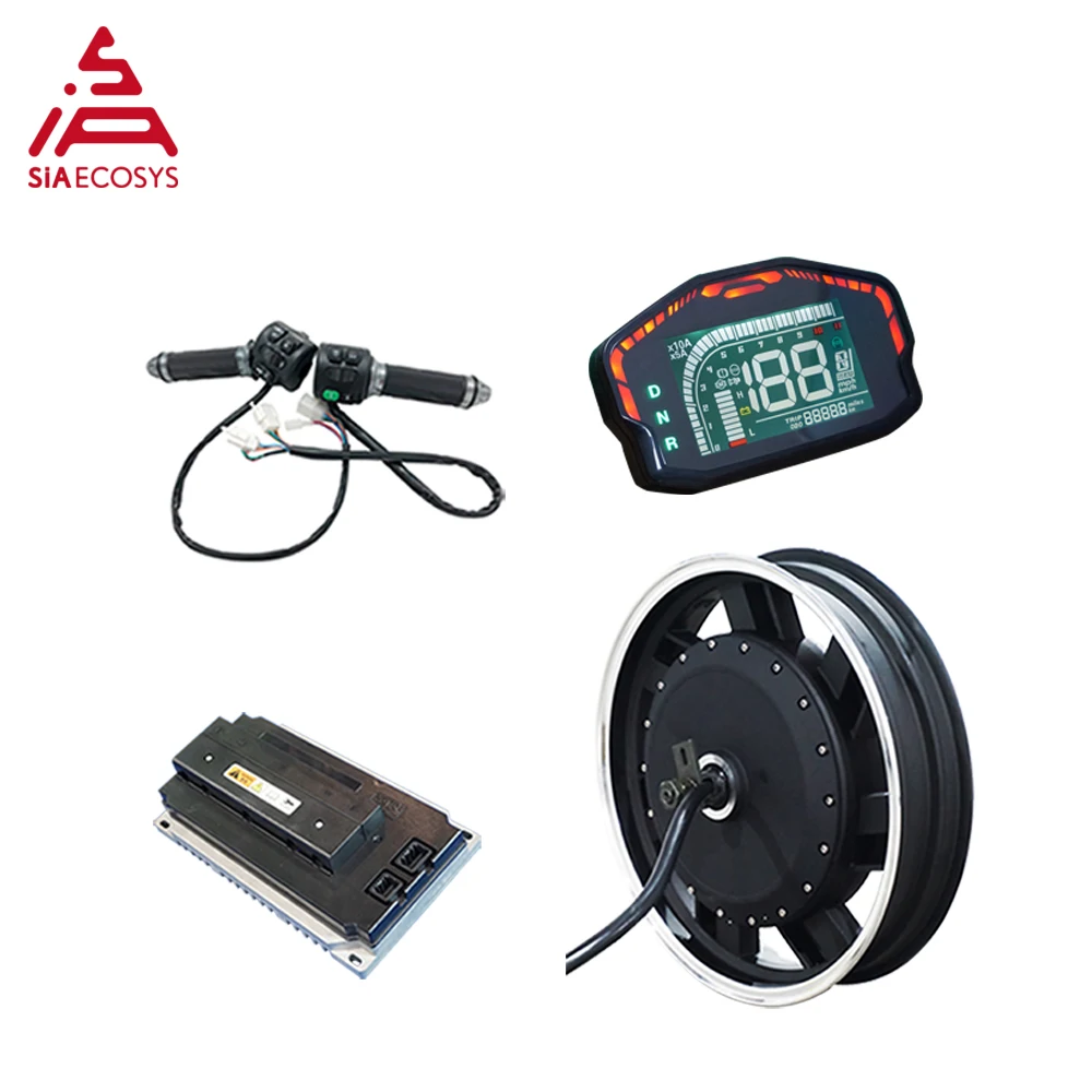 US $464.00 SiAECOSYS QSMOTOR 17X35inch 5000W 72V 100kph hub Motor with EM200SP controller power train kits for electric motorcycle