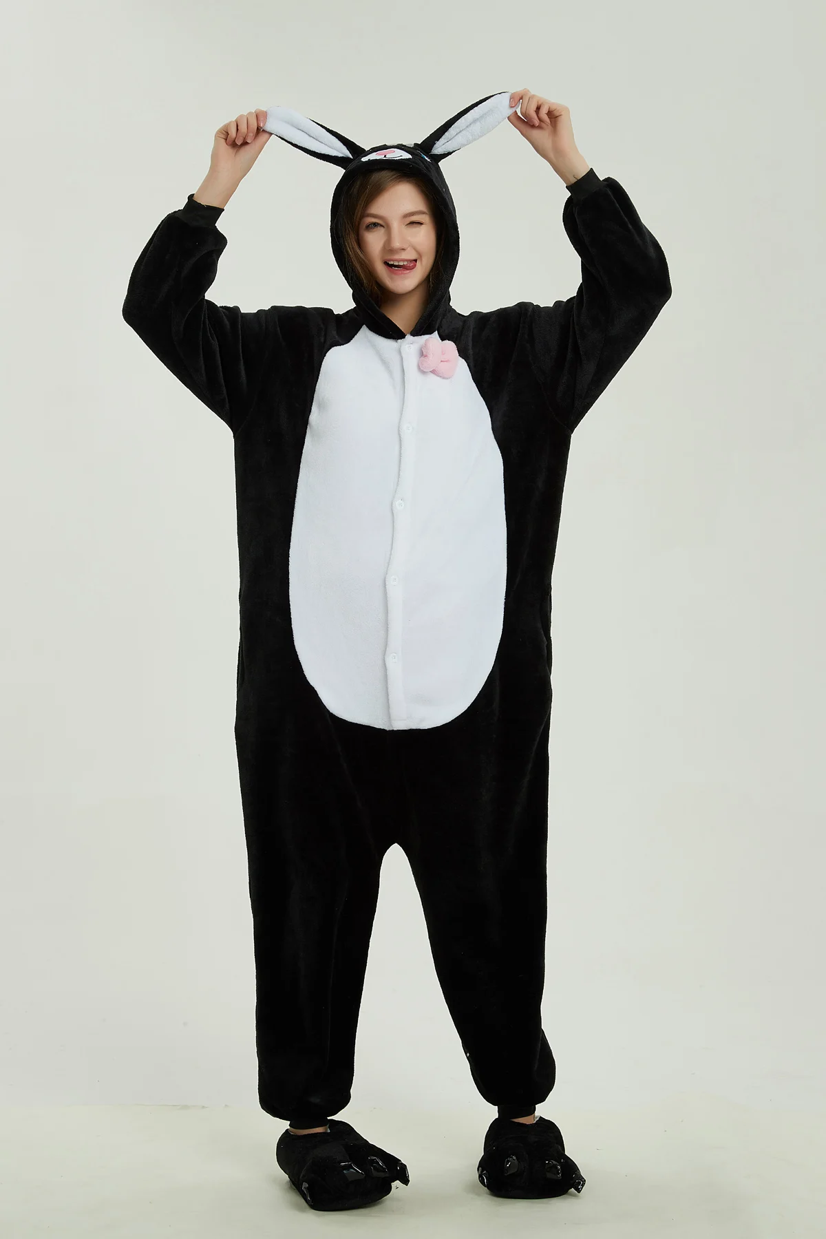 Kigurumi Sullivan/комбинезон-комбинезон; тапочки для женщин и мужчин; пижамы для взрослых с рисунками животных; забавные праздничные вечерние комбинезоны на молнии - Цвет: Black cat